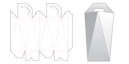 Angled side box with handle die cut template designのイラスト素材
