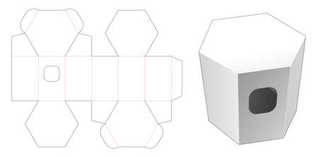 Cardboard tissue hexagonal box die cut templateのイラスト素材