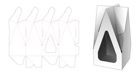 House shaped packaging box with window die cut templateのイラスト素材