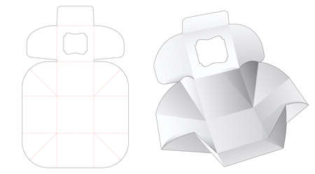 Wrapping cube box with top window die cut templateのイラスト素材