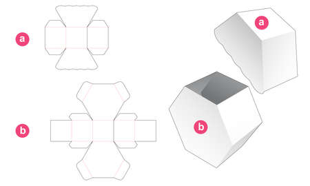 Hexagonal gift box and lid die cut templateのイラスト素材