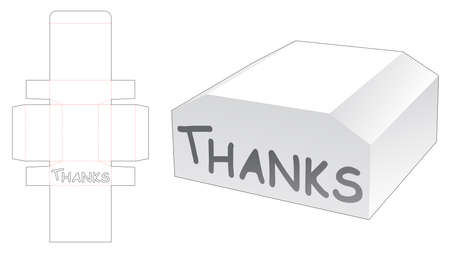 Chest shaped box with thanks word shaped window die cut templateのイラスト素材