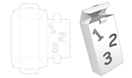 Folding box with number word stencil die cut templateのイラスト素材