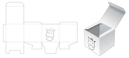 Mini square box with horse stencil die cut templateのイラスト素材