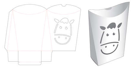 Pillow packaging with horse face stencil die cut templateのイラスト素材