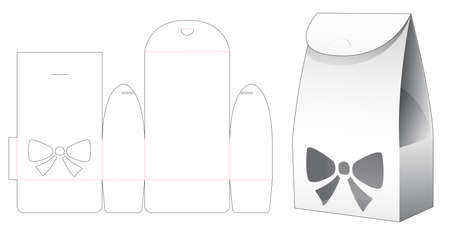 Cardboard bag with bow stencil die cut templateのイラスト素材