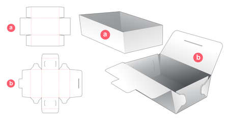 Tray box with wrapped cover die cut templateのイラスト素材