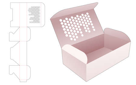 Cake box with stenciled halftone dots on top flip die cut templateのイラスト素材