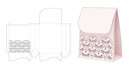 Paper flip bag with stenciled japanese wave die cut templateのイラスト素材