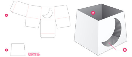 Obelisk shaped bowl and moon window with transparent plastic sheet die cut templateのイラスト素材