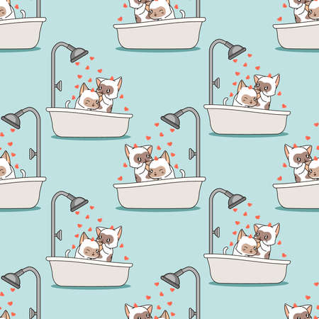 Seamless cats are bathing patternのイラスト素材