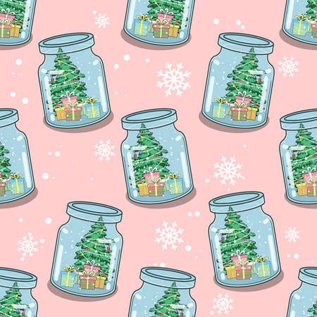 Seamless pattern Christmas in the bottle