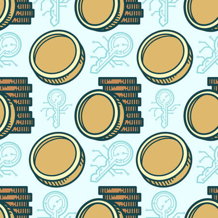 Seamless pattern Token coin cartoonのイラスト素材