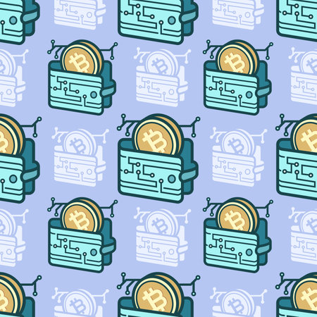 Seamless pattern Bitcoin wallet cartoonのイラスト素材