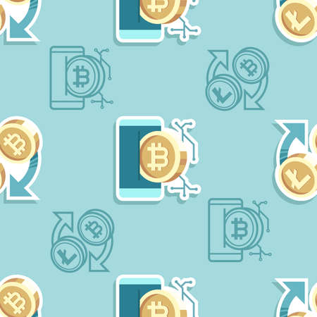 Seamless pattern cryptocurrency cartoonのイラスト素材
