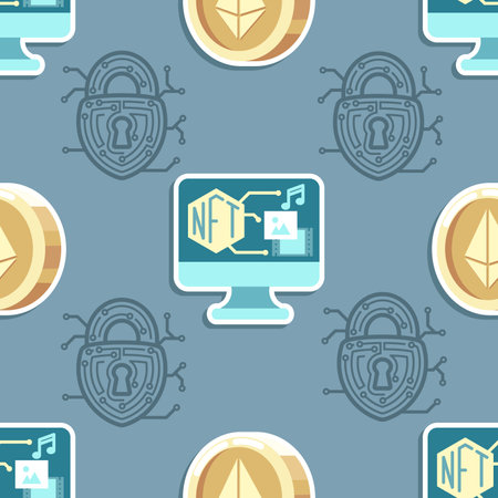 Seamless pattern NFT and Ethereum cartoonのイラスト素材