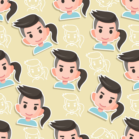 Seamless pattern young man character flat cartoonのイラスト素材