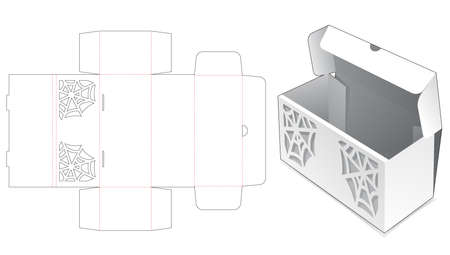 Folding packaging with stenciled spider web die cut templateのイラスト素材
