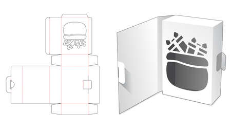 Packaging box with flip cover and hidden Christmas bag window die cut templateのイラスト素材
