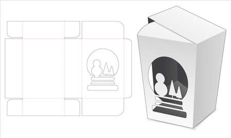 Flip box with snow globe window die cut templateのイラスト素材