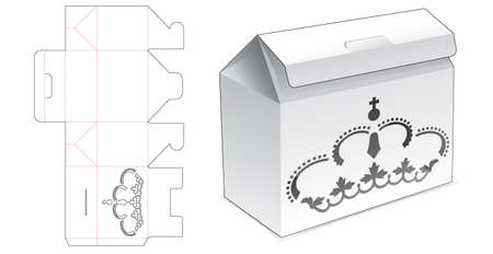 Cardboard flip box with stenciled crown die cut templateのイラスト素材