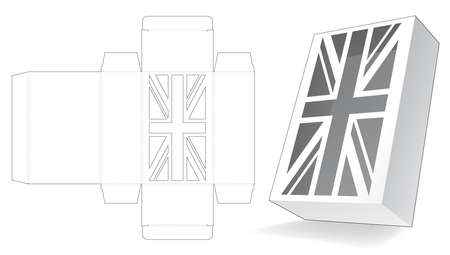 Packaging box with stenciled United Kingdom flag die cut templateのイラスト素材
