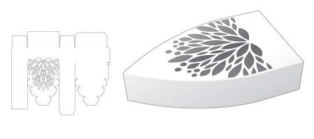 Bottom pylon packaging with stenciled die cut template and 3D mockupのイラスト素材