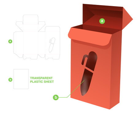 box die cut template and 3D mockupのイラスト素材