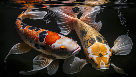 Koi fishes illustration by generative AIの素材