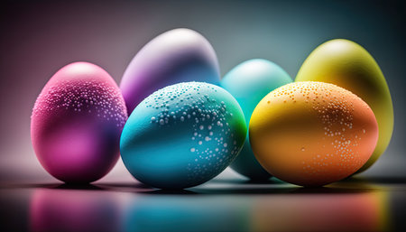 colorful Easter eggs illustration by generative AIの素材