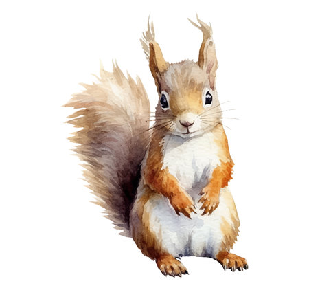 Watercolor squirrel isolated on white background. Hand drawn animal illustration.のイラスト素材