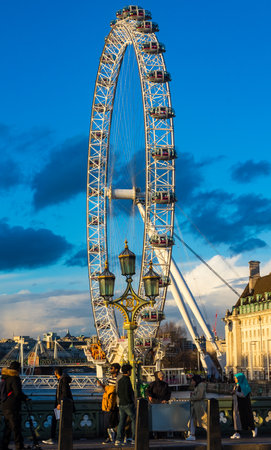 London Eye on the River Thames in London, UKのeditorial素材