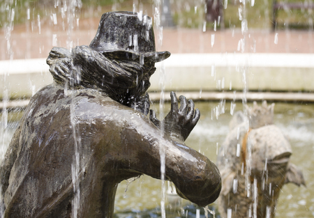 Kaluga. Old City Park. Detail of fountain "old man and fish"の写真素材