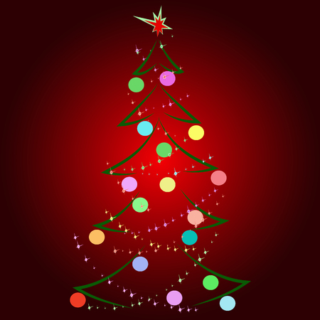 Decorated Christmas tree. Vector illustrationのイラスト素材