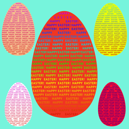 Happy Easter  Font design. Set of eggs  Vector illustrationのイラスト素材