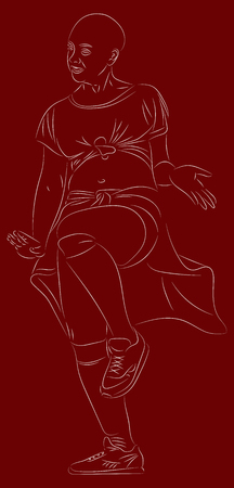 Girl dances. Contour drawing. Vector illustrationのイラスト素材