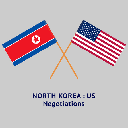 North Korea and United States flags crossed. Negotiationsのイラスト素材