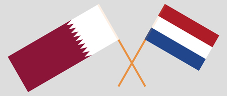 Netherlands and Qatar. The Netherlandish and Qatari flags. Official proportion. Correct colors. Vector illustrationのイラスト素材