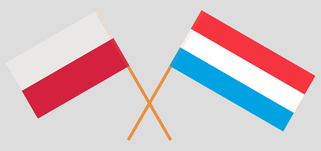 Luxembourg and Poland. The Luxembourgish and Polish flags. Official proportion. Correct colors. Vector illustrationのイラスト素材