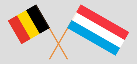 Luxembourg and Belgium. The Luxembourgish and Belgian flags. Official proportion. Correct colors. Vector illustrationのイラスト素材