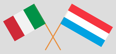 Luxembourg and Italy. The Luxembourgish and Italian flags. Official proportion. Correct colors. Vector illustrationのイラスト素材
