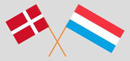 Luxembourg and Denmark. The Luxembourgish and Danish flags. Official proportion. Correct colors. Vector illustrationのイラスト素材