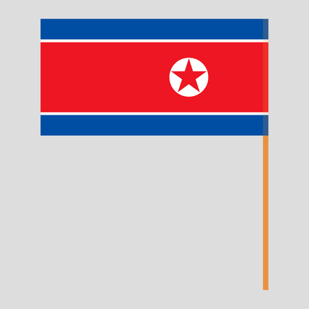Flagpole with North Korea flag. Official proportion. Correct colors. Vector illustrationのイラスト素材