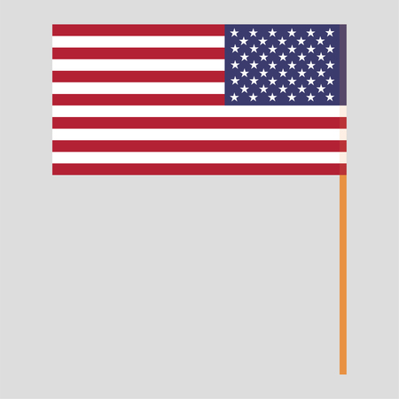 Flagpole with USA flag. Official proportion. Correct colors. Vector illustrationのイラスト素材