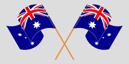 Crossed and waving flags of Australia.のイラスト素材