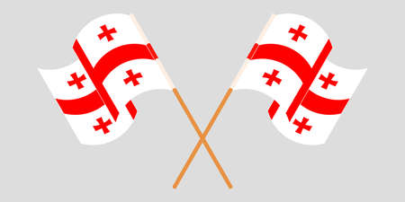 Crossed and waving flags of Georgiaのイラスト素材