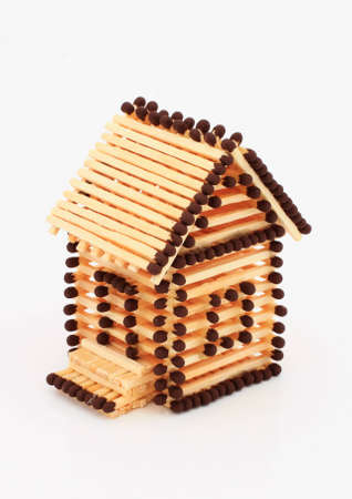 house of matches isolated on whiteの写真素材