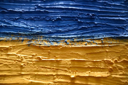 Ukraine Flag Blue and Yellow. Abstract yellow-blue background, selective focusの写真素材