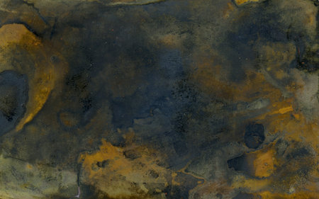 abstract background watercolor painting on paper with black and yellow colorsの写真素材