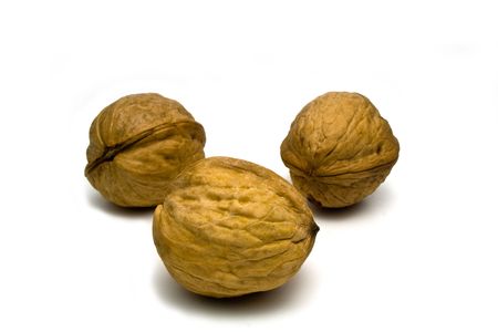 nuts on a white backgroundの写真素材
